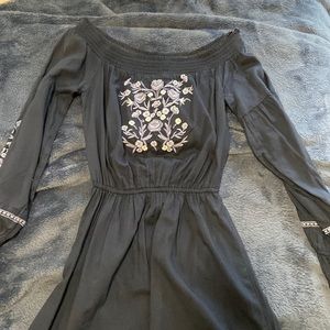 womens hollister navy blue off the shoulder dress